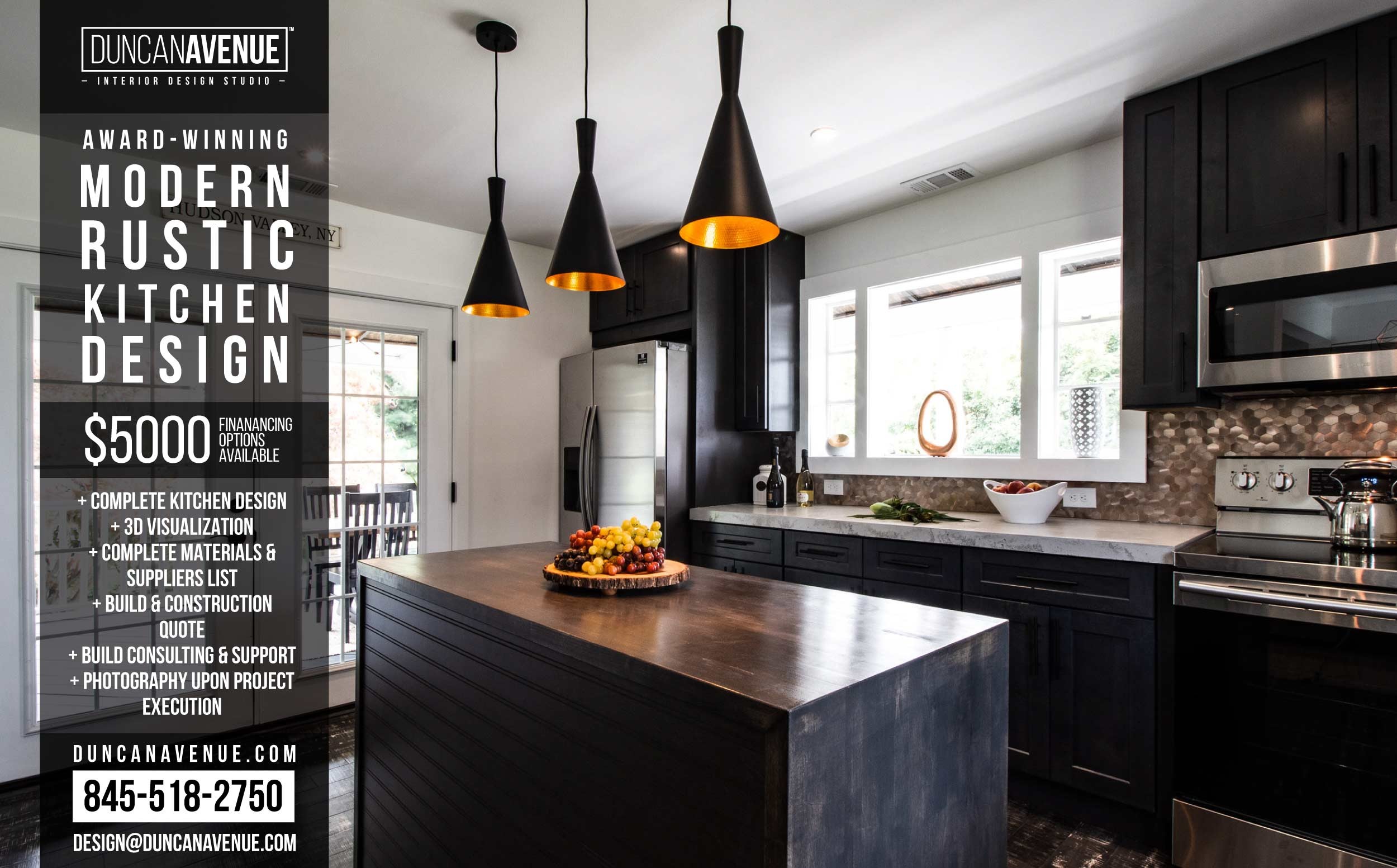 Modern Rustic Kitchen Design by Duncan Avenue Interior Design Studio - Hudson Valley