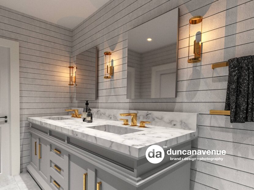 Shiplap+Gold - Master Bathroom Interior Design Project in Hudson Valley, New York