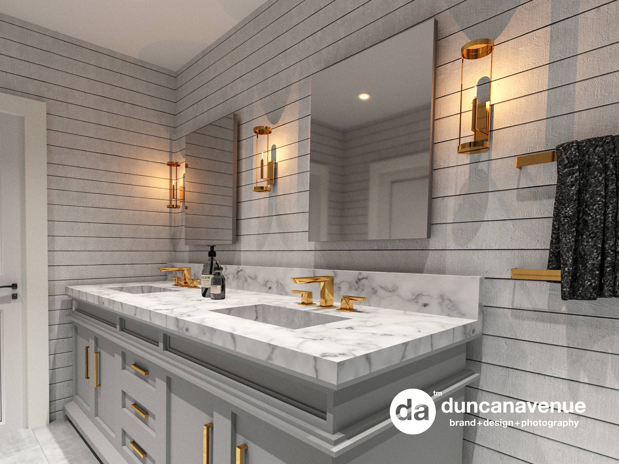 Shiplap+Gold - Master Bathroom Interior Design Project in Hudson Valley, New York